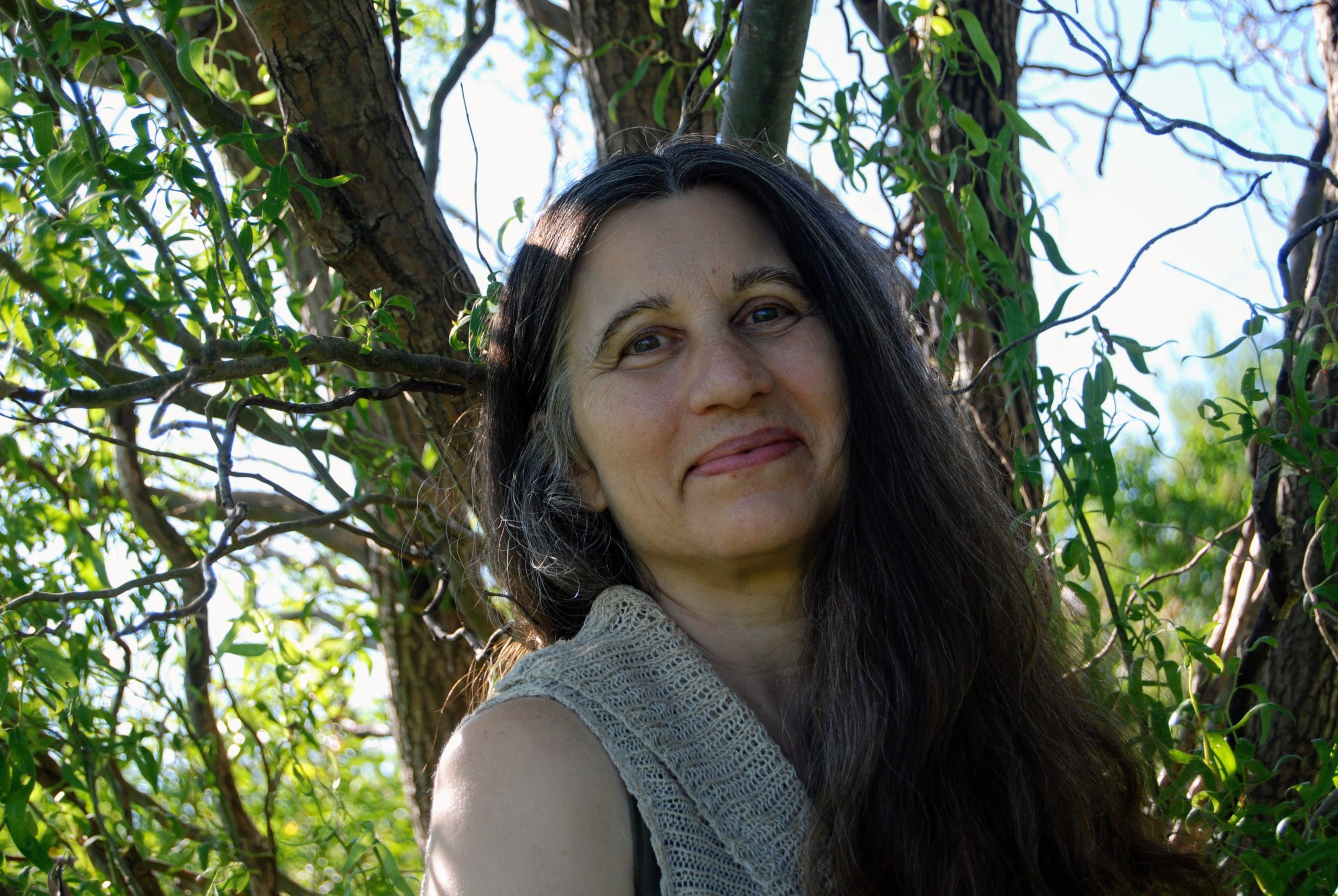 photo of Cathleen sitting outside