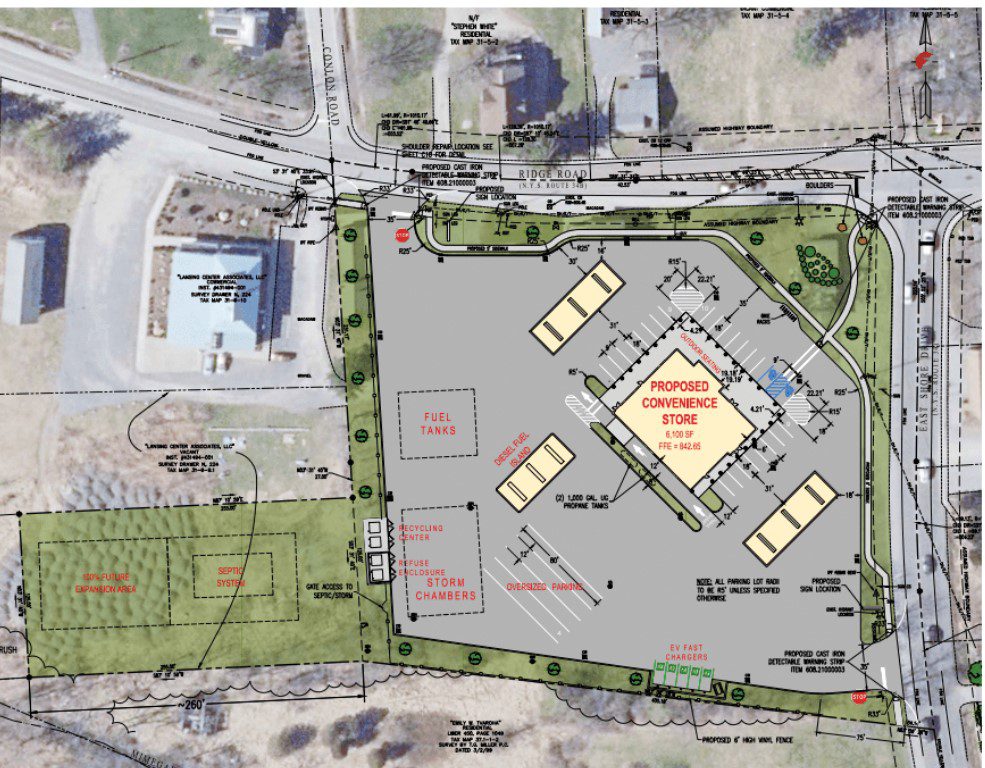 The front entrance of the Lansing middle/high school during the day