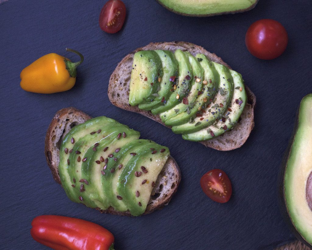 avocado slices on toast