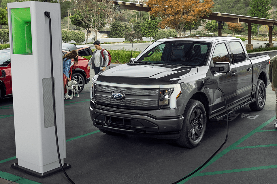 a rendering of charging an electric truck