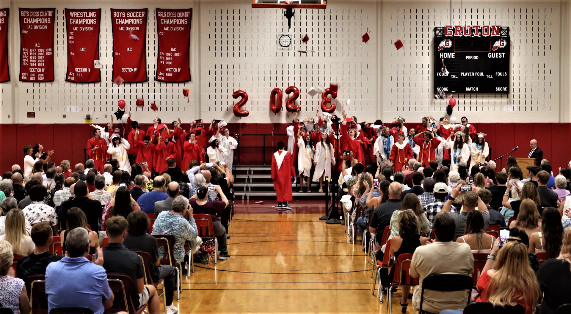 A group photo of Groton's Class 2023 at graduation