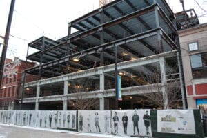 The Harold’s Square project stood empty last week after Taylor, the Builders, announced it would no longer be working on the project.