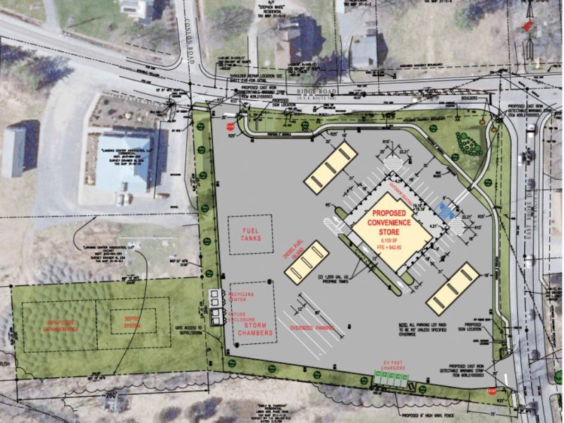 The front entrance of the Lansing middle/high school during the day