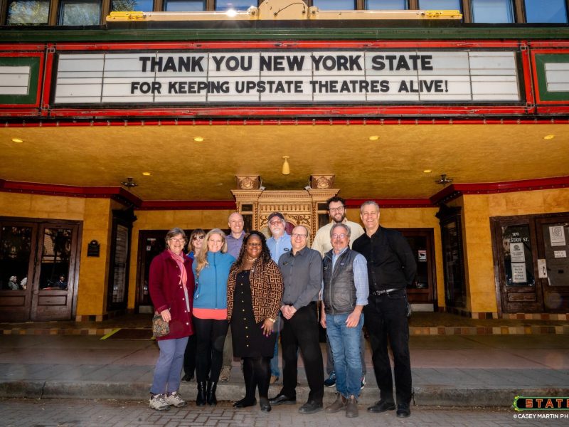 Senator Webb and local officials in front of the State Theatre