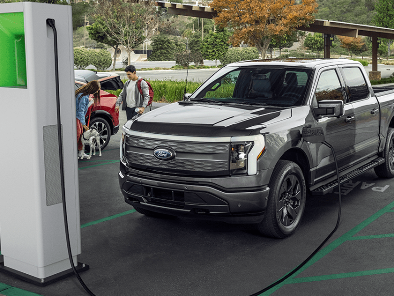 a rendering of charging an electric truck