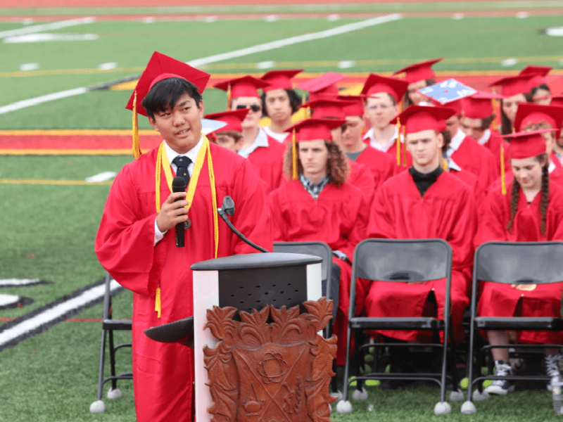 Stephen Yang speaks at IHS' 2023 graduation ceremony