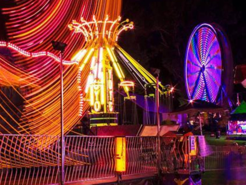 a photo of the vibrant neon lights