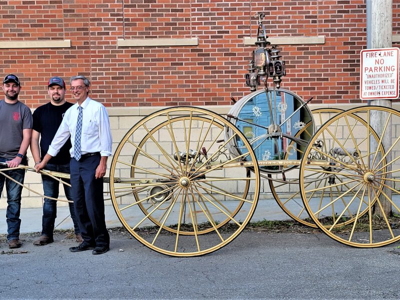 an old hose cart in Groton