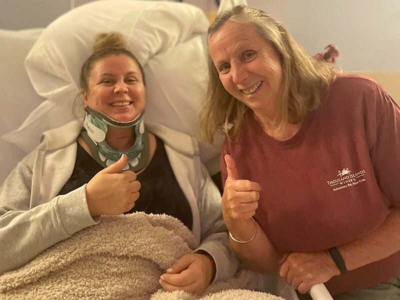 Sarah and her mom together at the hospital