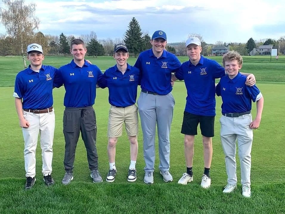 The Lansing boys golf is off and running through the first month of the spring season. The Bobcats won their first five matches with a young team made up of all but one underclassmen. Pictured (left to right): Parker Bowman, Mason Sandsted, Ryan Hunter, Nicco Binns, Ian Leshinski, Stephen Taylor. 
