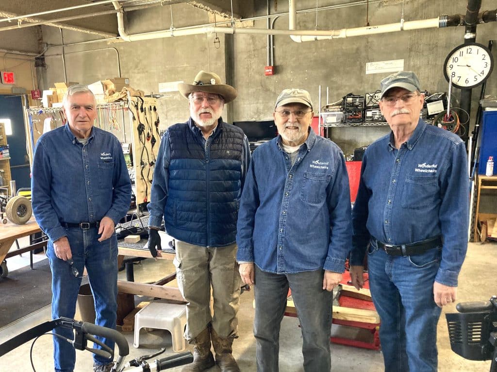 (Left to right): Stan Hugo, Greg Harrington, Joe Amato and Ray Coolbaugh, volunteers for Wonderful Wheelchairs.