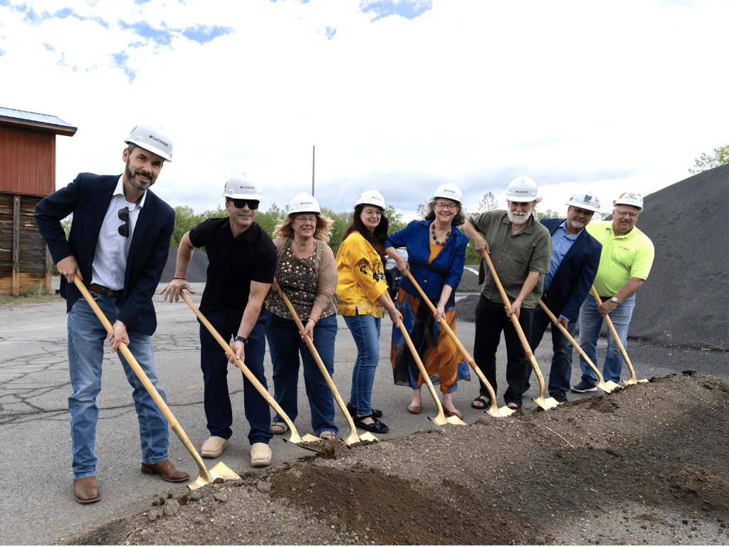 The town of Lansing recently celebrated the groundbreaking of its new highway department facility. Left to right: Laird Updyke, LeChase; Mike Moseley, director of Public Works/highway superintendent, town of Lansing; Deborah Munson, Lansing Town Clerk; Laurie Hemmings, Lansing Town Board member; Ruth Groff, Lansing town supervisor; Joseph Wetmore, Lansing Town Board member; Lee Stepp, LeChase; and Randy Jordan, LeChase.
