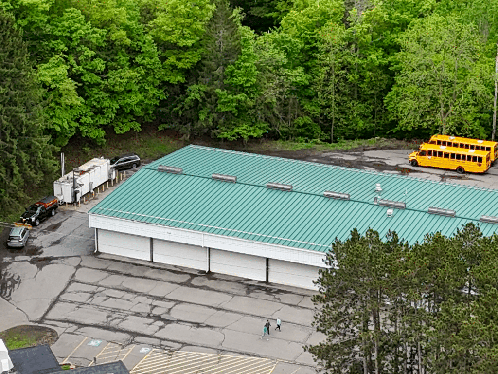 The Newfield Central School District’s bus garage will be updated with security cameras and a PA system, bus charging stations and infrastructure, paving of the bus parking area, an update to the HVAC system, renovation of offices and bathrooms, reconstruction of steel columns and improvements to the mezzanine access.