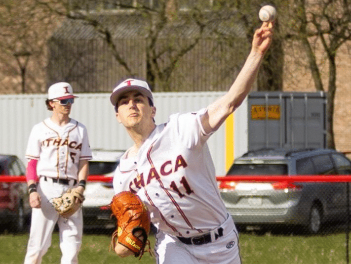 Ithaca's Estyn Elkouh is a key piece to a deep pitching staff for the baseball team. The Little Red qualified for sectionals for the first time since 2019.