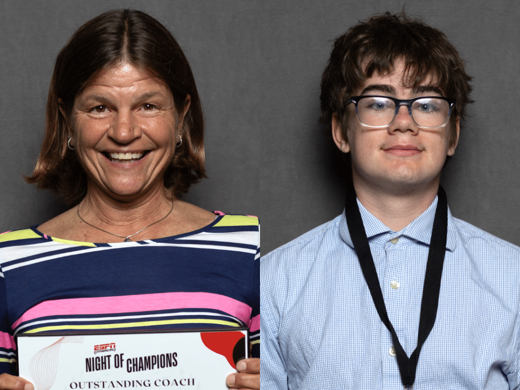 Photos by John Brehm
Ithaca Unified basketball coach Jodi Maddren (left) and athlete Elijah Smith (right) have been part of the growing interest of Unified sports at the school. For the first time ever, Unified basketball has had two teams this season due to all the interest in Unified sports schoolwide. 
