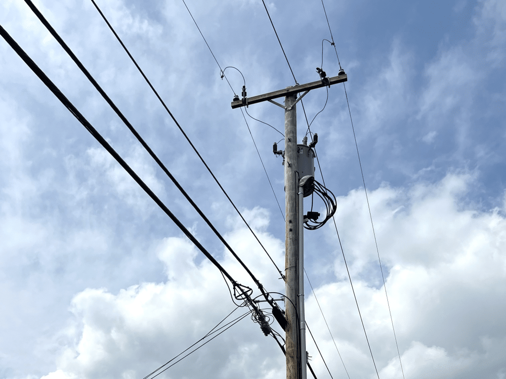 Photo by Jaime Cone Hughes 
Power lines along North Triphammer Road in Lansing. Legislators recently advanced a package of bills to spur change at the Public Service Commission that includes a bill from State Senator Lea Webb, who represents the 52nd State Senate District, including Lansing. The bill establishes an energy usage monitor program for ratepayers. Utility Oversight Reform
