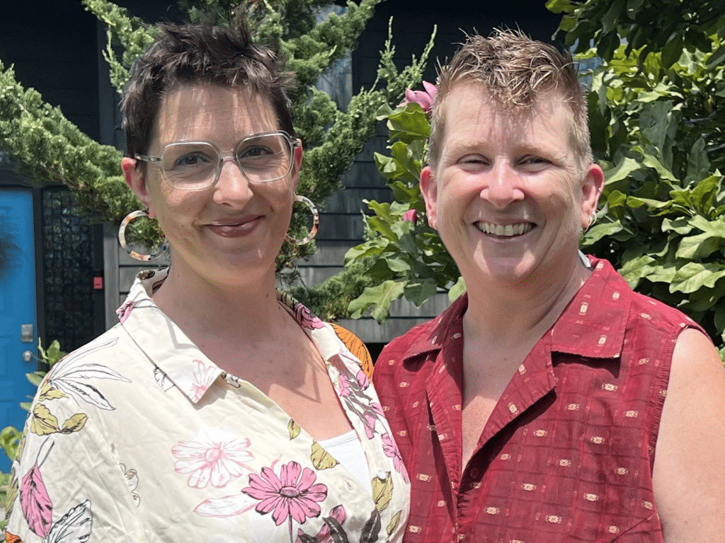 Casey (left) and P.J. Beck, in front of their home in Trumansburg. Trumansburg Flood Risk
