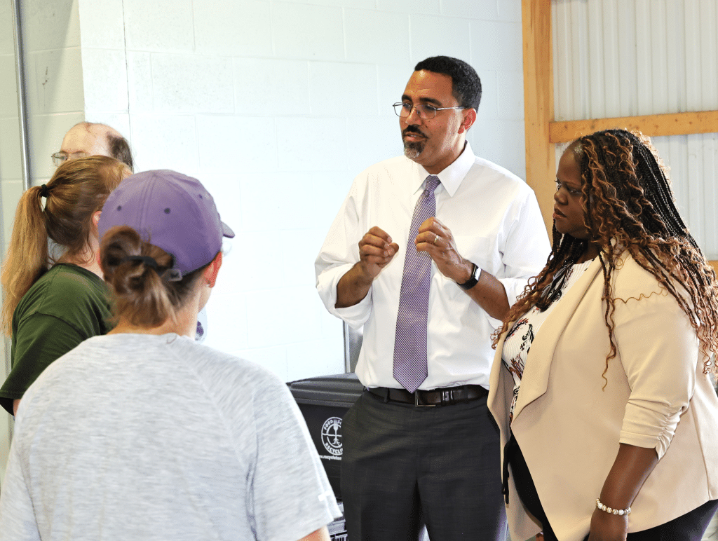 SUNY chancellor visits Tompkins Cortland Community College farm