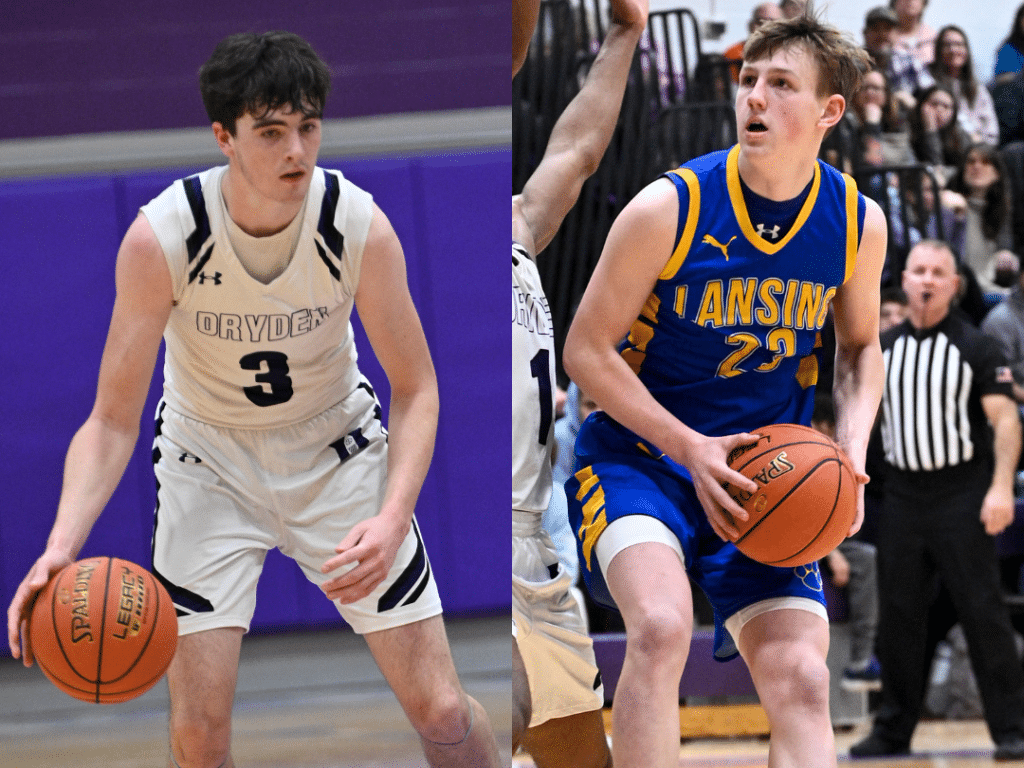Photos by Jim Organ
Dryden's Danny Murphy (left) and Lansing's Jordan Sidle (right) will join forces to play basketball at SUNY Canton. Murphy and Sidle both earned Class B All-State honors last season. 