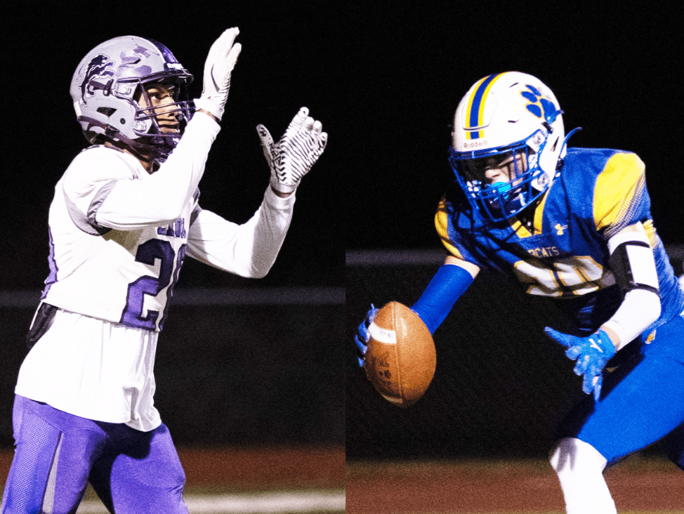 Photos by John Brehm
Dryden's Jay Miles (left) and Lansing's Brandon McMillen (right) are two key players returning for their respective football teams as they each begin new chapters in the 8-man scene. The Lions are in 8-man football for the first time ever, while it's the Bobcats' first 8-man season since 2021. 