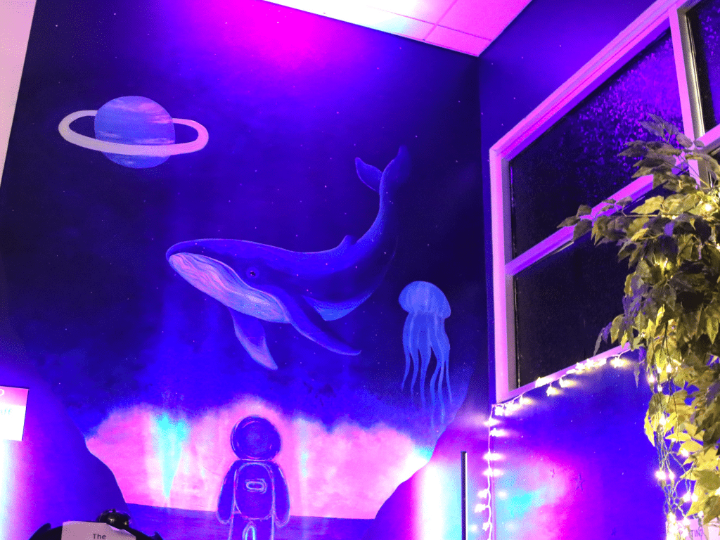 Photo provided
The painting of a mural in the sensory space at Tompkins Cortland Community College was recently completed. The sensory space, located in the Baker Commons, opened in February.