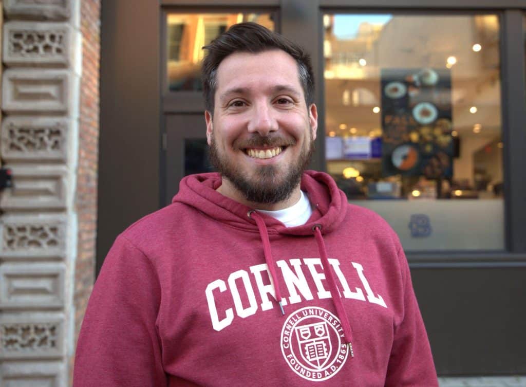 Walking outside with my parents and smelling campfires. 
Agustin, Ithaca
