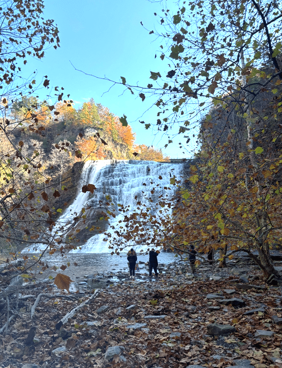 Photo provided
Visitors to Ithaca Falls take in the view. 
