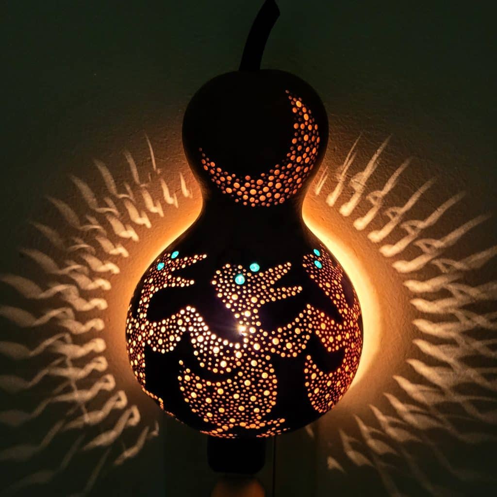 Photo provided 
Visitors to Gourdlandia can create their own gourd nightlight, like the one shown here. 