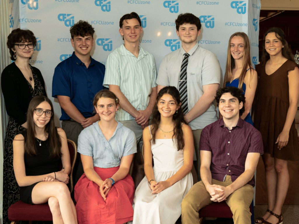 Photo provided 
Students who received a scholarship through Beginnings Credit Union last year. 
Back row: Rebecca Seargent, Justin Asch, Jacob McGuigan, Breyden Silva, Alexandria McCall, and Julie Zdep
Front row: Eden Sears, Rhoda Brown, Charlotte Tay, and Samuel Nessel
